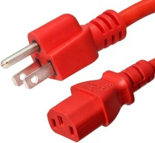 10 PACK LOT 10ft NEMA 5-15P - C13 Red Power Cord 18AWG 10A/1250W 125V 3-Prong 3M picture