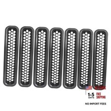 Wrangler Grill Mesh Inserts Front Grille Guard Cover Clip-in Matte Black for picture