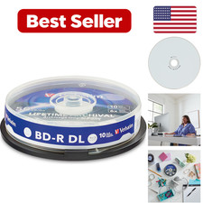 M Disc BD-R DL 50GB 6X Inkjet Printable Archival - 10 Pack Black - For Storage picture