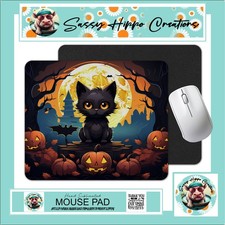 Mouse Pad Spooky Black Cat Jack O Lantern Halloween Anti Slip Back Easy Clean picture