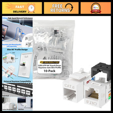 90° Cat6 Keystone Jacks 10Gbps RJ45 Connectors - 10-Pack for Networking Upgrade picture