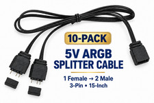 ARGB Splitter Cable 5V 1 Female to 2 Male 3 Pin 15-Inch (10-Pack) picture