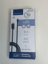 New, Open Box, Insignia  USB-C to HDMI  -  6ft Long Black Braided Cable picture