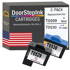DoorStepInk Compatible Ink Cartridges for Dell T0529 T0530 2 PK-USA picture