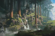 Landscape sina abbasnia city fantasy art village trees Custom Gaming Mat Desk picture