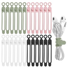 Nearockle 24Pcs Silicone Cable Ties, Cord Organizer 4.2 Inch, Multicolor B picture