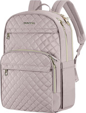 Stylish 15.6 Inch Laptop Backpack with USB Charging Port - Dusty Pink picture