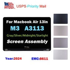 USA OEM For Macbook Air A3113 13in M3 2024 LCD Display Screen Assembly EMC 8611 picture