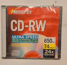 Memorex Ultra Speed CD-RW 650MB 74-Min 24x ReWritable Disc Jewel Case NOS picture