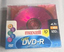 Maxell Color DVD-R 10 Pk 4.7 GB 16x 120 Min Blank DVDR Write Once Discs New picture