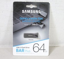 BRAND NEW Samsung Bar Plus 64Gb USB 3.1 Flash Drive Titan Gray 300MB/s picture