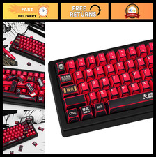 135 Keys Red & Black PBT Keycaps Set - Cherry Profile Manga Japanese Style for A picture