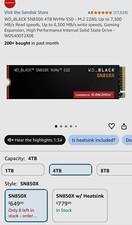 WD_BLACK SN850X 4TB NVMe M.2 2280 Internal SSD Heatsink WDS400T2X0E picture