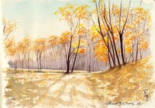 Landscape  watercolor traditional art trees nature Custom Gaming Mat Desk picture