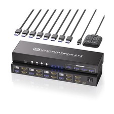 Dual Monitor HDMI KVM Switch, 8K60Hz 4K120Hz KVM Switch 2 Monitors 4 Computer... picture