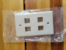 10 Pcs - 4 Port Wall Plate Keystone RJ45 Cat6 Cat5e Insert Jack White WallPlate picture