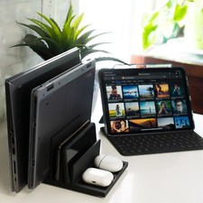 Vertical Laptop Holder and Dock - Space Saving Desk Organizer picture