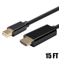 15FT Mini DisplayPort Male to HDMI Male Adapter Cable MacBook Mac Monitor 1080p picture