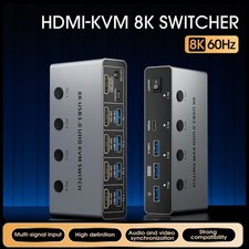 USB 3.0 KVM Switch 8K@60Hz 4 Computers 1 Monitor KVM Switch 4 PCs Share Keyboard picture