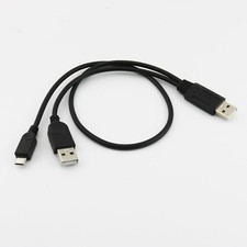 1x Micro USB Male + USB 2.0 Male to USB 2.0 A Male Charging Cable Cord 50+20cm picture