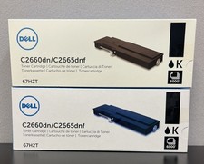 2x Dell 67H2T Black High Yield Toner Cartridges C2660dn, C2665dnf - SEALED OEM picture