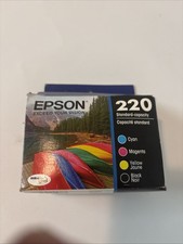Epson 220 Black/Magenta/Cyan Ink  Cartridges  Open Box Lot of 4 Exp 2021 picture