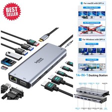 Versatile Selore USB C Docking Station - 14 Ports for Triple Display Setup picture
