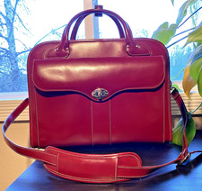 McKlein 15” Red Leather Briefcase w/ Detachable Wheels Excellent Condition picture