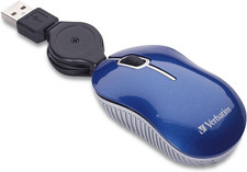 Mini Travel Optical Mouse, USB 2.0, Retractable Cable, Blue picture