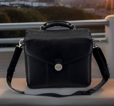 Dell Heavy Duty Leather Laptop Briefcase Professional Messenger Shoulder Bag 12” picture