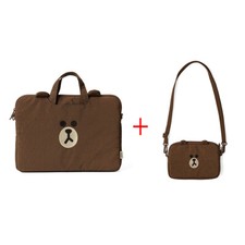 LINE FRIENDS Brown Nylon Edition 3-Way Laptop Pouch 13-Inch Mini Pocket 2P Set picture