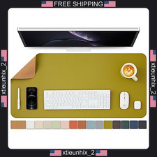 Cork Desk Mat Dual-Sided Office Pad with PU Leather Surface 36x17 Inches picture