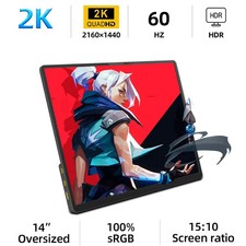 ZSUS 2160*1440  14-inch 2K Portable Monitor 60HZ For Laptop XBox PS4 / 5 Switch  picture