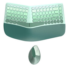 Mofii BOMI Ergonomic Wireless Keyboard and Mouse Combo Curved Split Wrist Mint picture
