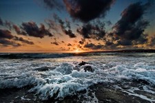 Landscape water sky sea beach clouds sunset low Custom Gaming Mat Desk picture