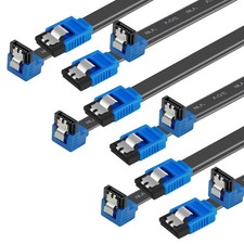 6 Pack SATA III Cable 6Gbps 18 Inch 90 Degree Right Angle Locking Latch Blue Set picture
