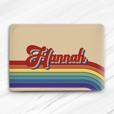 Rainbow Lines Retro Custom Name Hard Case For Macbook Air 13 15 Pro 16 14 13 Neo picture