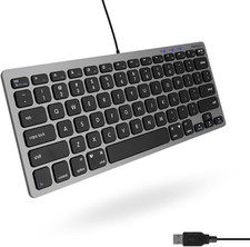 Macally Small USB Wired Keyboard for Mac and Windows - 78 Compact, Space Gray picture