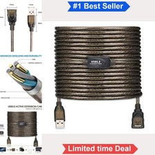 USB 2.0 Active Repeater Extension Cable 50ft Type A Male to Female 480 Mbps picture