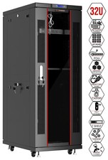 32U Server Rack IT Cabinet Data Network Rack Enclosure - 32-Inch Deep Rack Stand picture
