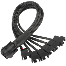 GRLRHONR 6 Pin PCI-E to 6 X 3Pin 4Pin PC Case Fan Sleeved Adapter Cable, 3/4Pin picture