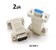 2-PACK DB9 Null Modem Male/Female Data Transfer Adapter picture