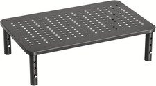 Black Adjustable Monitor Stand with Storage - Ideal for Home Office Setup picture