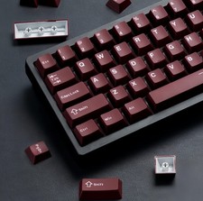 126 Keys Double Shot PBT Keycaps Dark Red Cherry Profile Fits 61/64108 picture