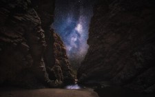 Landscape nature dark path canyon beach milky way starry Custom Gaming Mat Desk picture