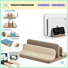 Adjustable Dual Vertical Laptop Stand, 3-in-1 Desktop Holder for 17.3'' Devices, picture