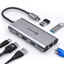 SILVER - UTECHSMART USB C HUB USB C ETHERNET MULTIPORT ADAPTER HDMI 4K UCN3273 picture