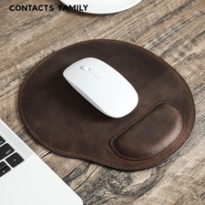 Crazy Horse Leather Mouse Pad Wrist Rest Ergonomic Office Desk Mat Computer picture