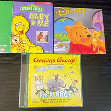 Vintage Kids CD-ROM Lot of 3 Disney Pooh Sesame Street Curious George PC Mac picture