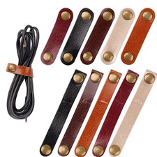 20Pack Leather Cable Straps Cord Organizers Snap On Cable Ties for Travel picture